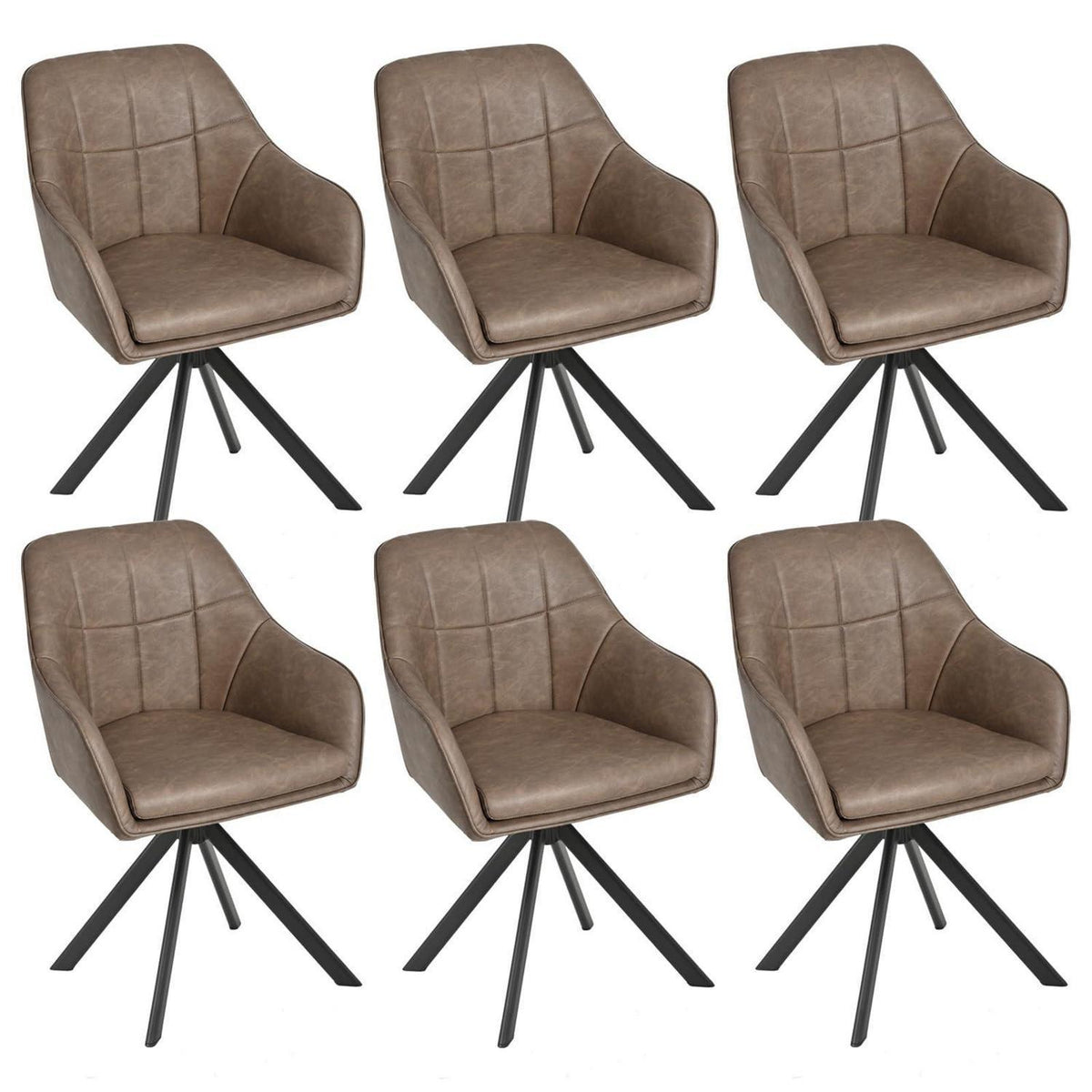 Drehbarer Esszimmerstuhl Dunkelbraun – 6er Set mit Kratzschutz