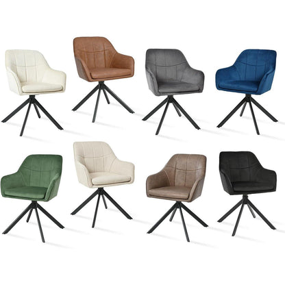 Drehstuhl Esszimmer 2er Set Samt Grün mit Armlehne
