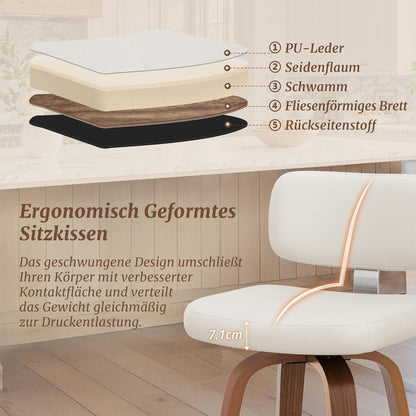 Drehbarer Barhocker 2er Set mit Lehne – Weiß