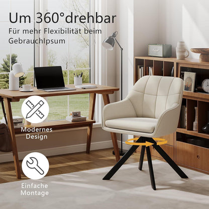 Drehstuhl Esszimmer Beige – 4er Set, Polsterstuhl mit Kratzschutz