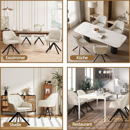 Drehstuhl Esszimmer Beige 2er Set – Ergonomisch & Kratzschutz