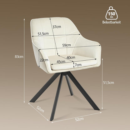 Drehbarer Esszimmerstuhl 6er Set Creme – Komfortabler Polsterstuhl