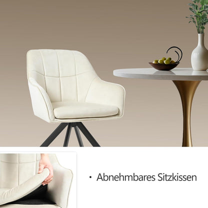 Drehbarer Esszimmerstuhl 6er Set Creme – Komfortabler Polsterstuhl