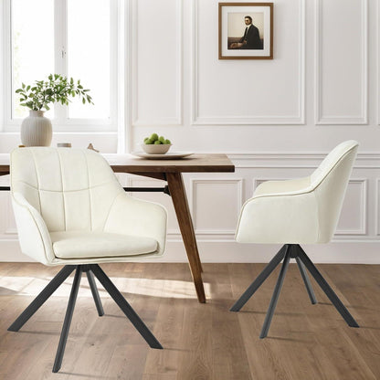 Drehbarer Esszimmerstuhl 6er Set Creme – Komfortabler Polsterstuhl