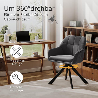 Drehbarer Esszimmerstuhl Set Grau – 6er Polsterstuhl mit Kratzschutz