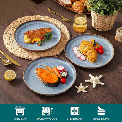 Speiseteller 6er Set 26cm Lavendelblau Steingut Modern