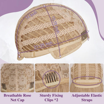 Beige Blond Perücke mit Pony, 50cm Wellige Synthetik Perücke
