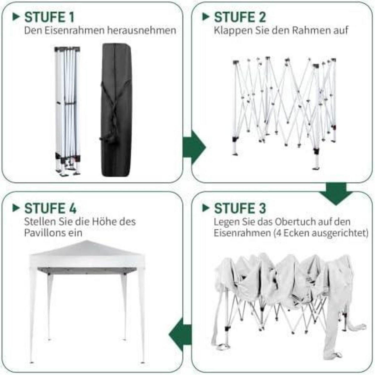 Bonnlo Pavillon 2x2m – Höhenverstellbar & Wetterfest
