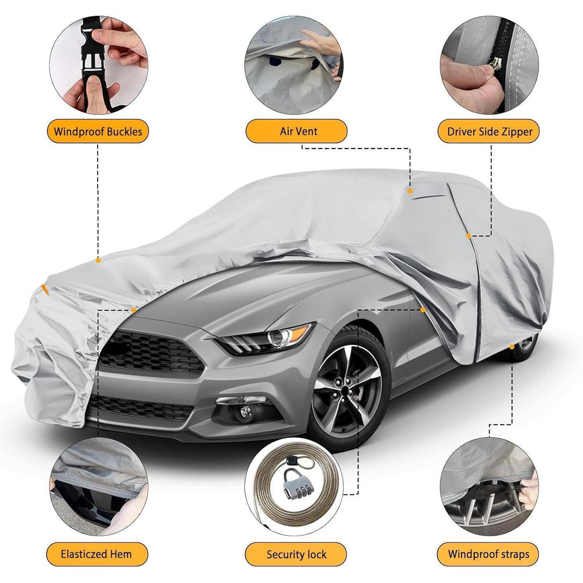 Wasserdichte Autoabdeckung für Ford Mustang 2005-2025