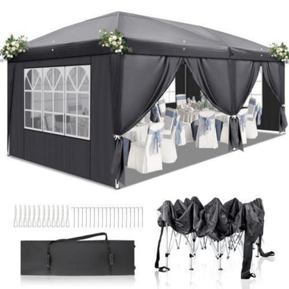 Bonnlo Gazebo 3x6m – Höhenverstellbares Partyzelt mit Seitenteilen