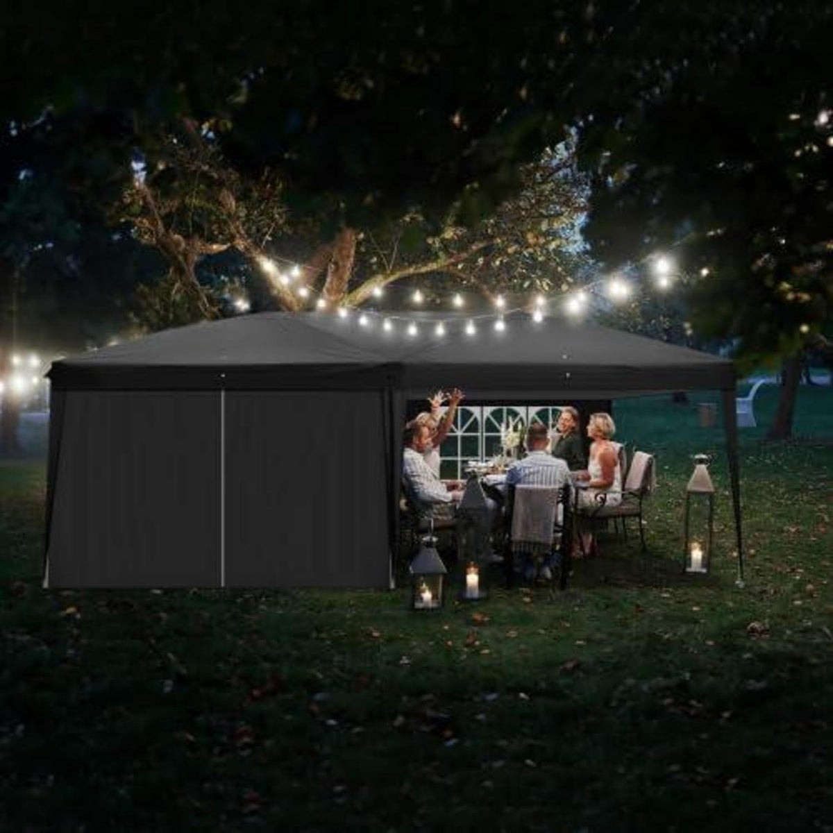 Bonnlo Gazebo 3x6m – Höhenverstellbares Partyzelt mit Seitenteilen