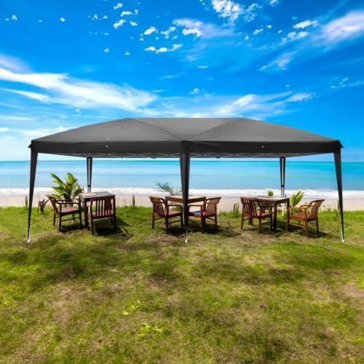 Bonnlo Gazebo 3x6m – Höhenverstellbares Partyzelt mit Seitenteilen