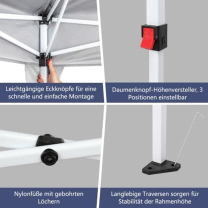 Bonnlo Gazebo 3x6m – Höhenverstellbares Partyzelt mit Seitenteilen