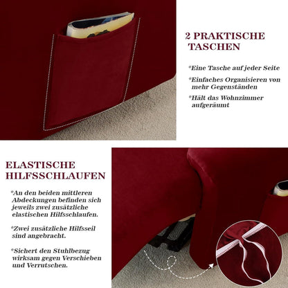 Stretch Sesselbezug Samt Rot, 1 Sitzer | Waschbar & Fleckenresistent