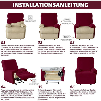 Stretch Sesselbezug Samt Rot, 1 Sitzer | Waschbar & Fleckenresistent