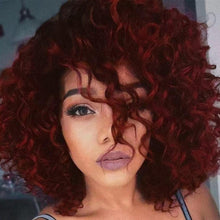 Rote Lockige Afro Perücke – Burgund Wellig & Fluffy für Cosplay