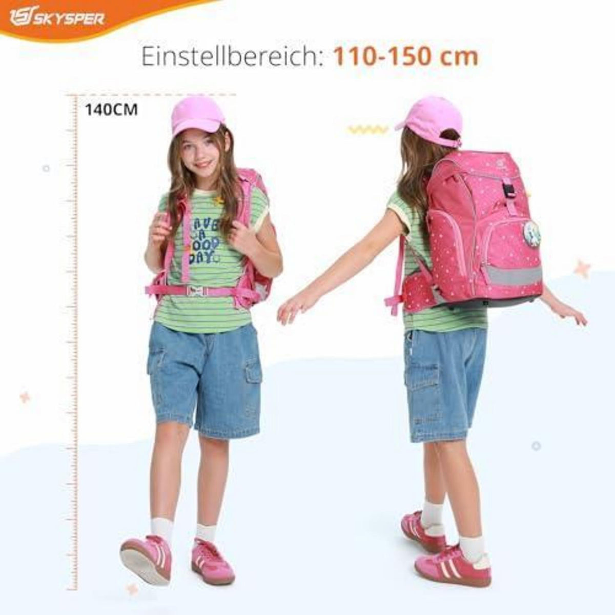 Schulranzen Set 5-teilig für Jungen & Mädchen – Rosa Schulstarter Set