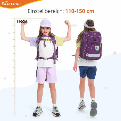 Schulranzen Set 5-teilig für Jungen Mädchen – Lila Schulstarter Set
