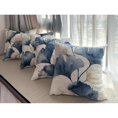 Moderne Kissenbezüge 4er Set 45x45cm Ginkgoblatt-Design