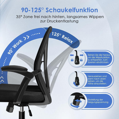 Hinonde Bürostuhl mit Hochklappbaren Armlehnen, ergonomisch