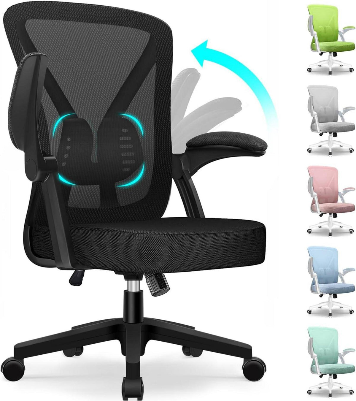 Ergonomischer Bürostuhl mit Wippfunktion und Netzbezug
