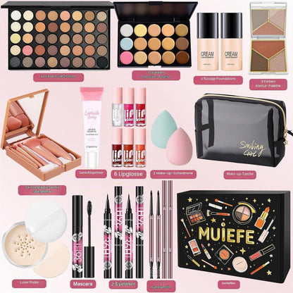 Schminkset Damen – Kosmetik Geschenkset mit Lidschatten & Co.