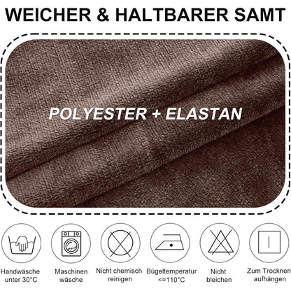 Stretch Samt Stuhlhussen Set - Braun, 4er Pack, Large