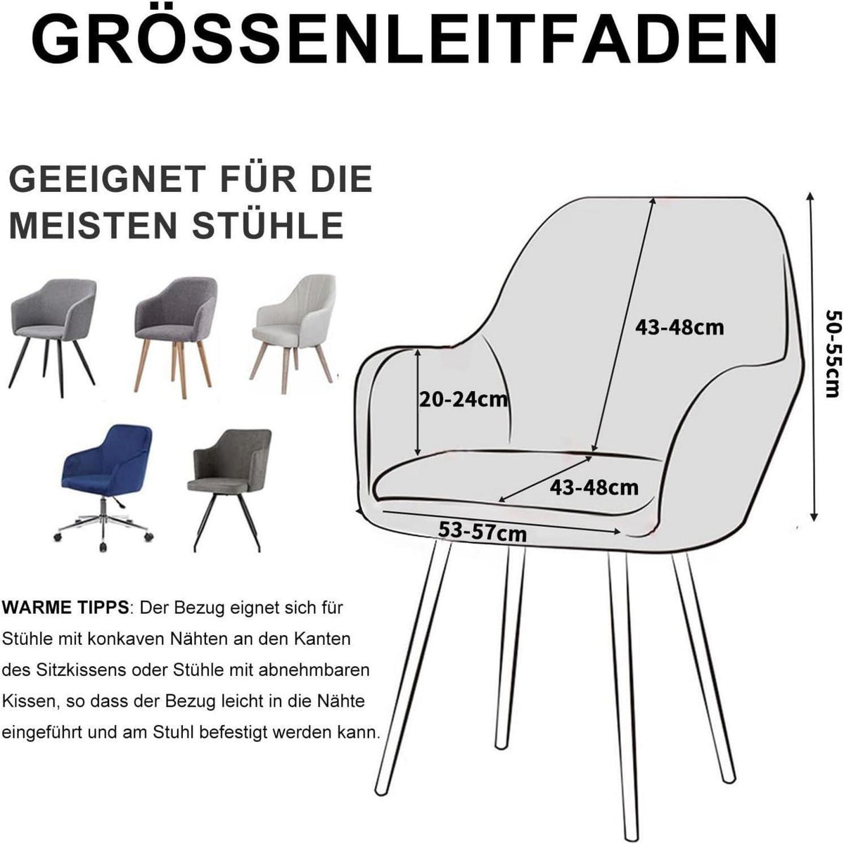 Stretch Samt Stuhlhussen Set - Braun, 4er Pack, Large