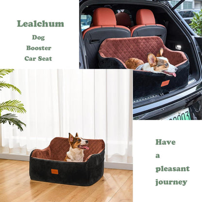 Hundeautositz Large Beige – Bequemes Hundebett mit Leinen