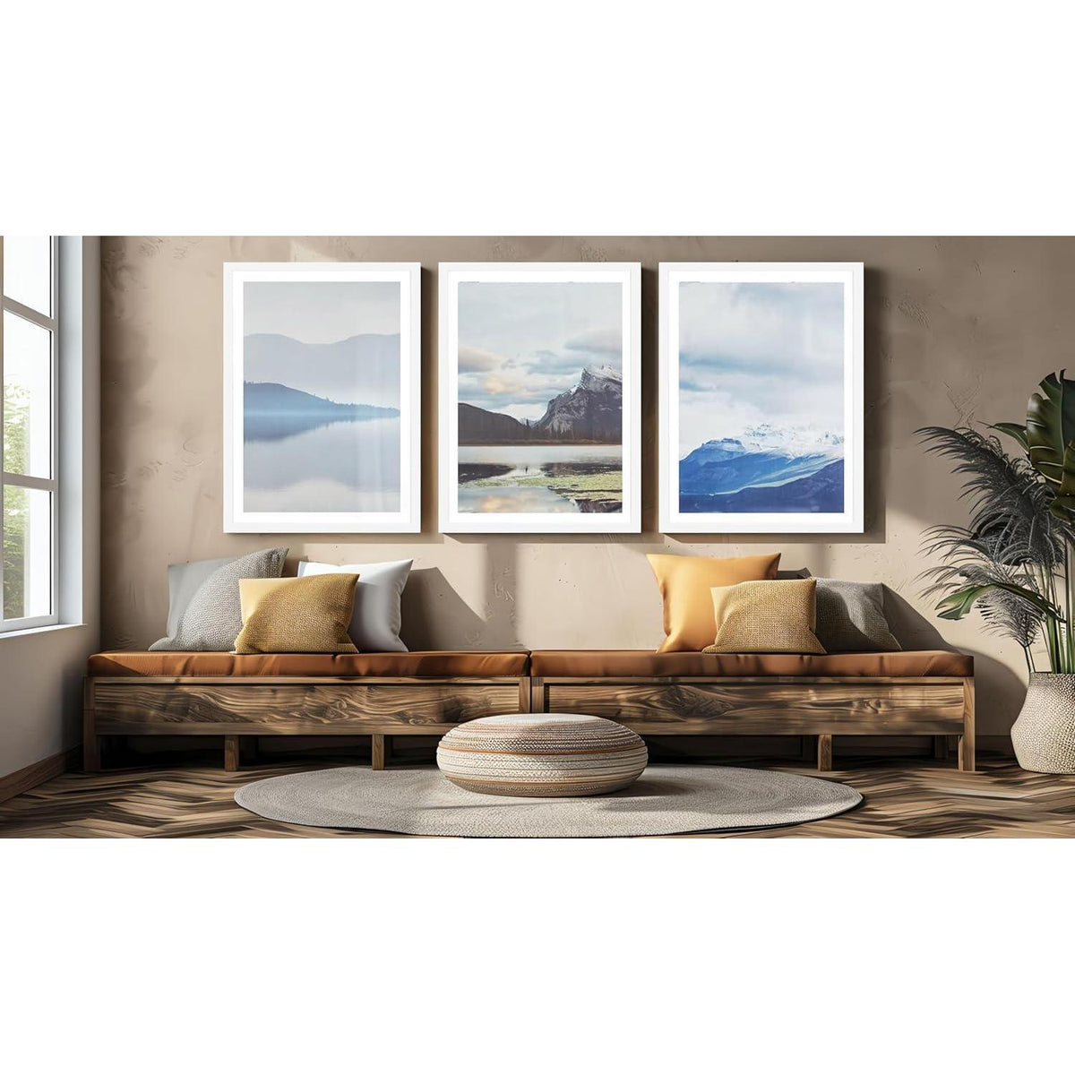 Bilderrahmen 50x70 cm Weiß Holz 3er Set Wand & Tisch