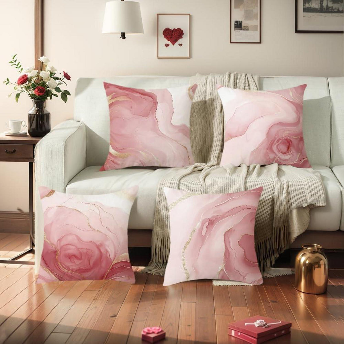 4er Set Kissenbezüge 45x45 Rosa – Modern & Weich