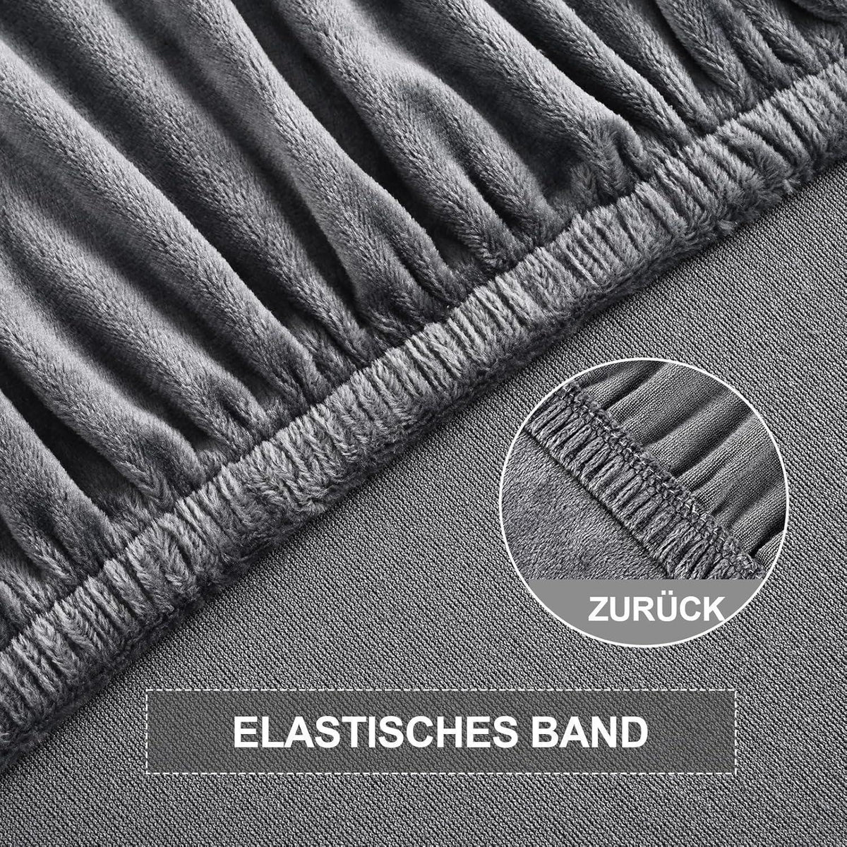 Stretch Samt Stuhlhussen Set - Grau, 4 Stück