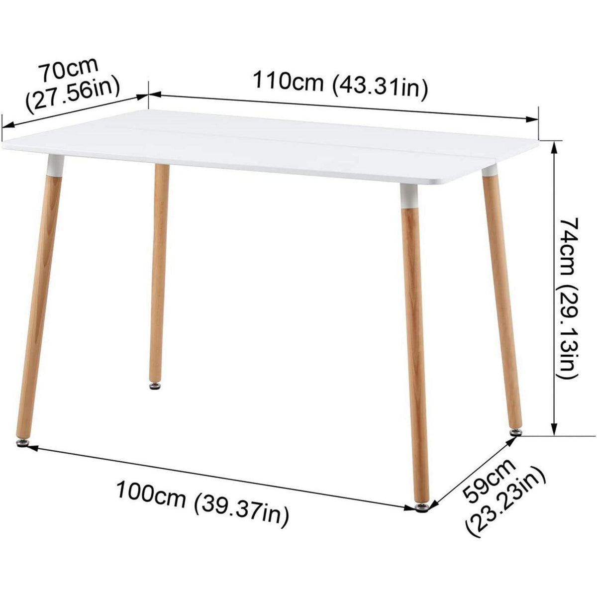 Esszimmergruppe mit Esstisch (110cm) & 6 Stühlen – Weiß/Khaki