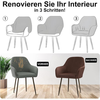 Stretch Samt Stuhlhussen Set - Braun, 4er Pack