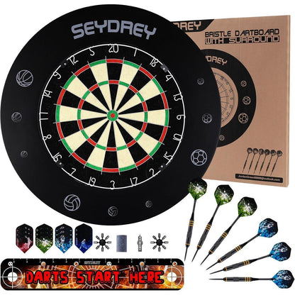 Kork Dartscheibe Set mit Pfeilen & Zubehör – Steeldart Scheibe