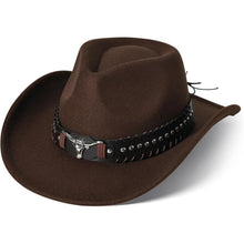 Cowboyhut mit breiter Krempe und Band in Lederoptik