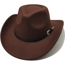 Cowboyhut mit Band und breiter Krempe in Lederoptik