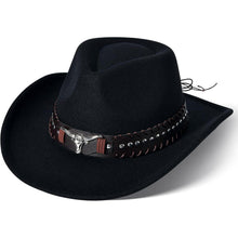 Cowboyhut mit Band und Metallakzenten in Lederoptik