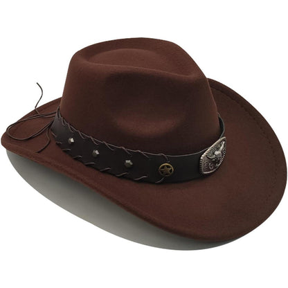 Cowboyhut mit breiter Krempe und Band in Lederoptik