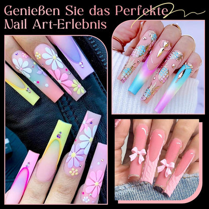240 XXL Nageltips – Lange Acryl Nägel, Klar & Coffin Stil