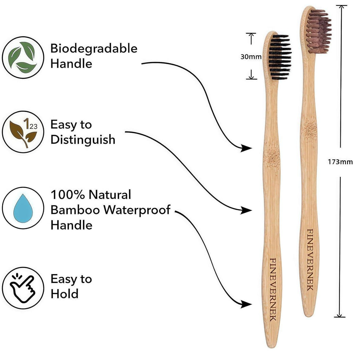 Bambus Zahnbürsten 4er Pack, biologisch abbaubar, vegan