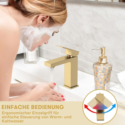 Badarmatur Gold – Waschtischarmatur mit Keramikventil