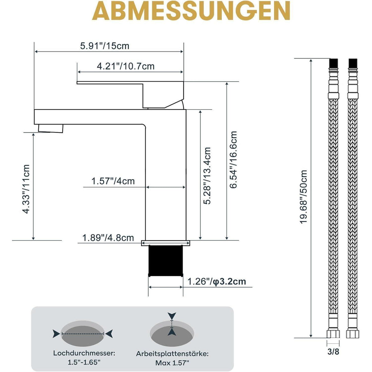 Badarmatur Gold – Waschtischarmatur mit Keramikventil