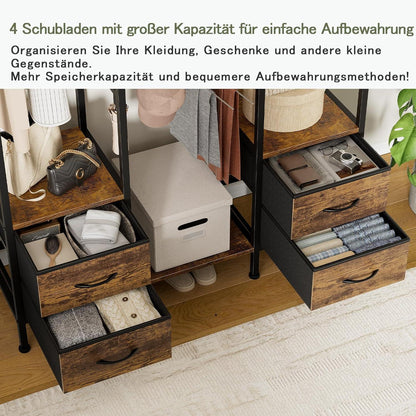 Kleiderstange mit Schubladen & Haken – Rustikaler Schrankständer