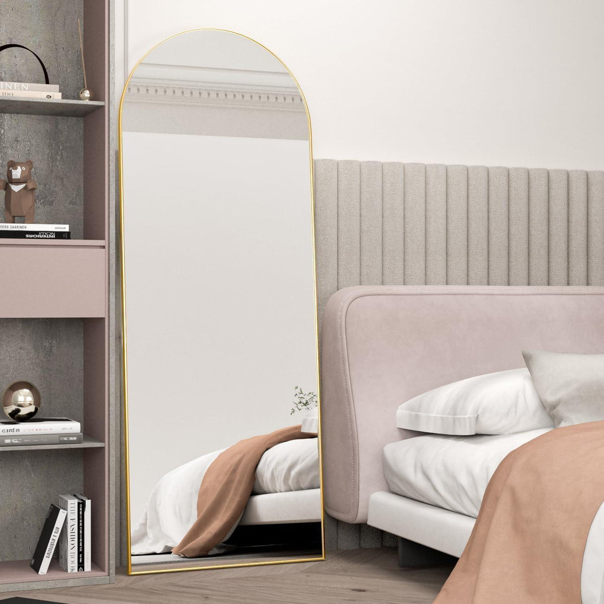 Goldener Bogen-Bodenspiegel 142x40cm – Stand- & Wandspiegel