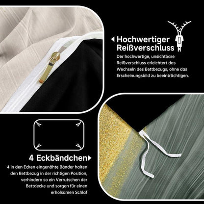 Marmor Bettwäsche Set Grün Gold 135x200cm 3D Effekt