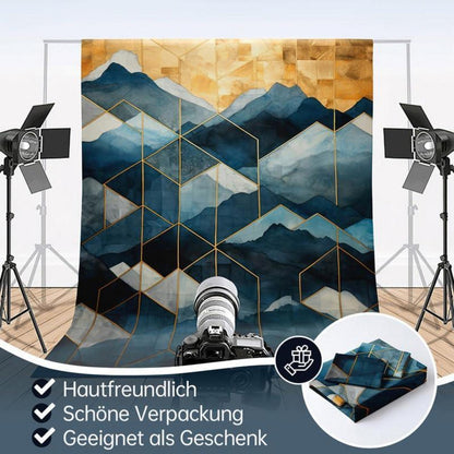 Marmor Bettwäsche Set Dunkelblau Gold 135x200cm 3D Effekt