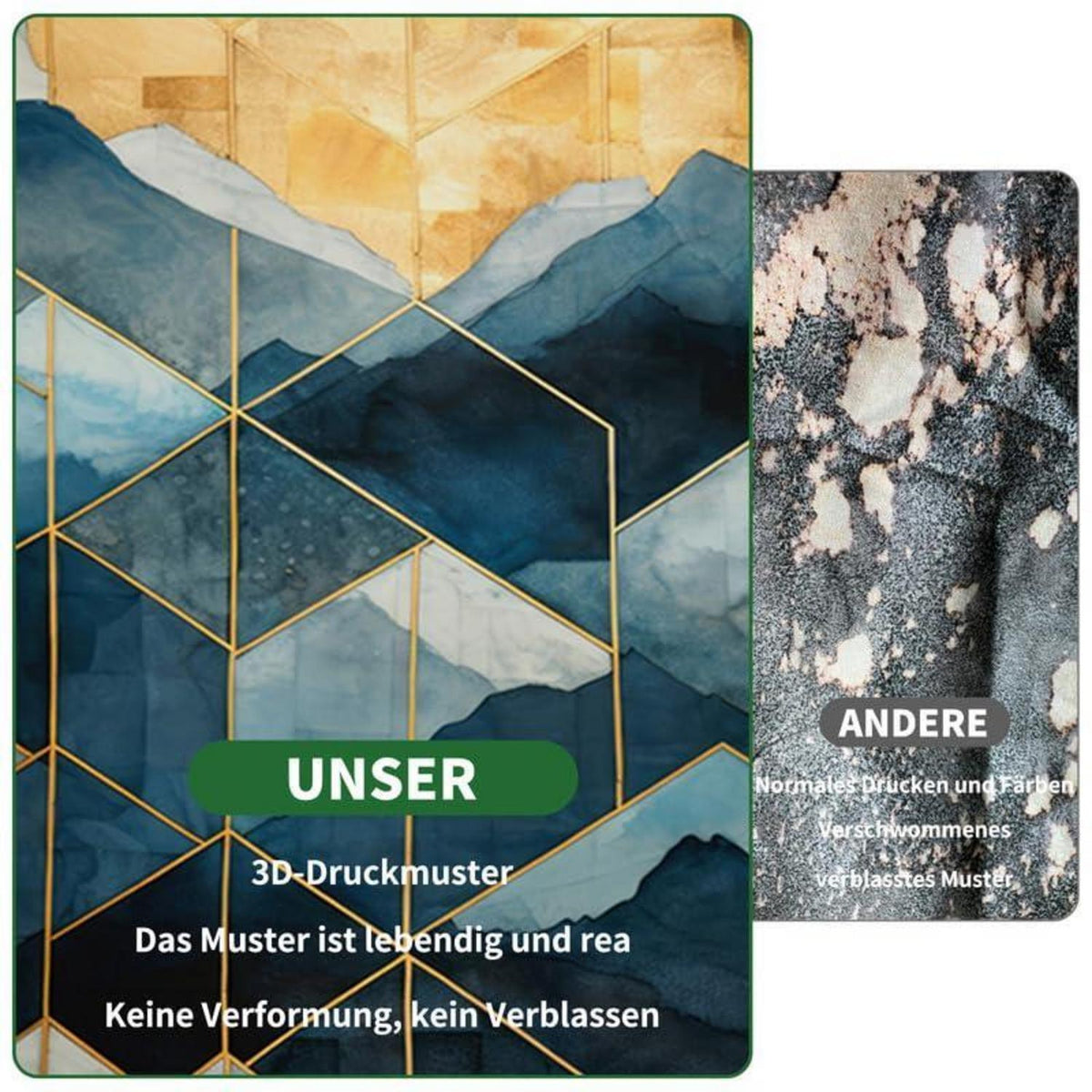 Marmor Bettwäsche Set Dunkelblau Gold 135x200cm 3D Effekt