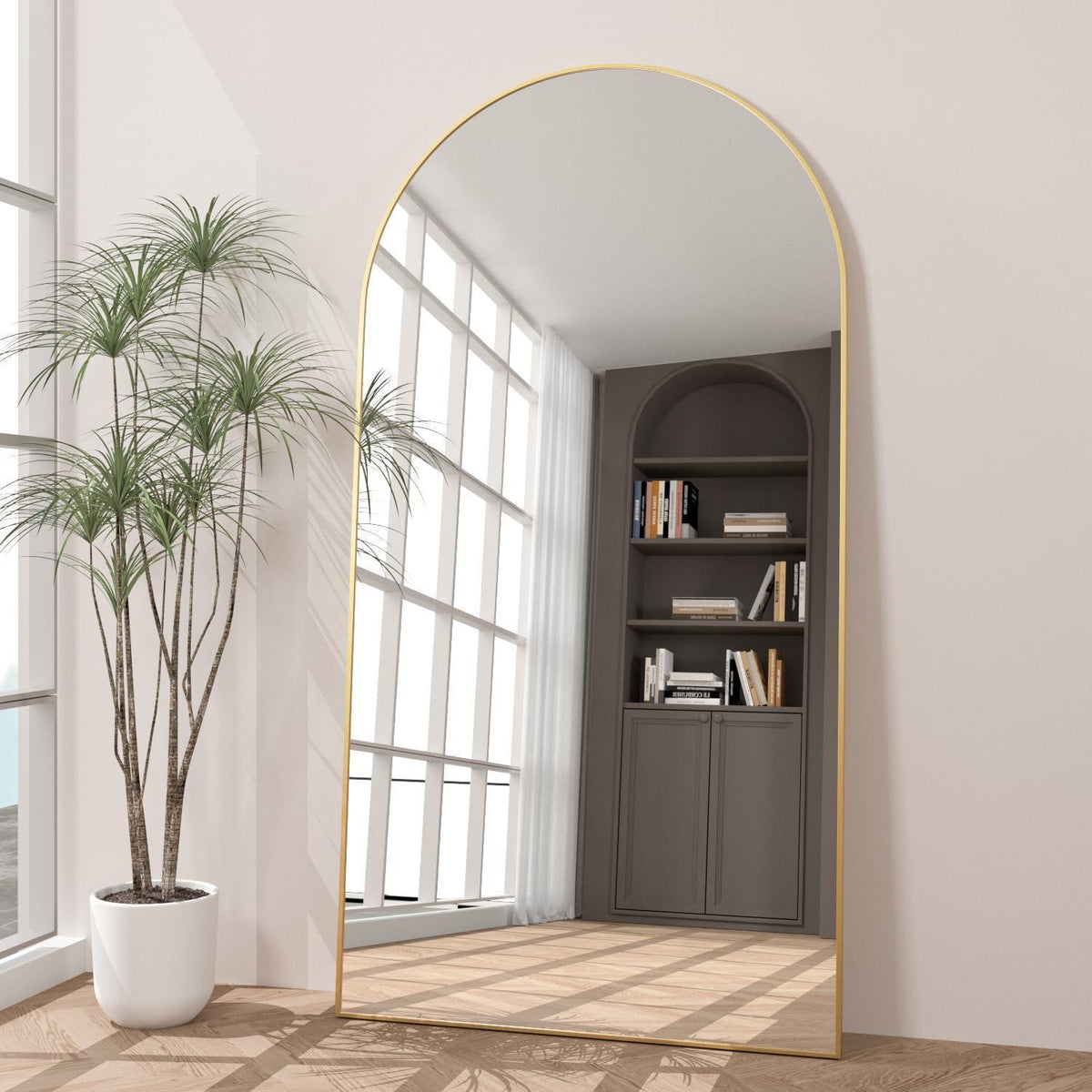 Voller Länge Standspiegel Gewölbt Gold 198x96 cm