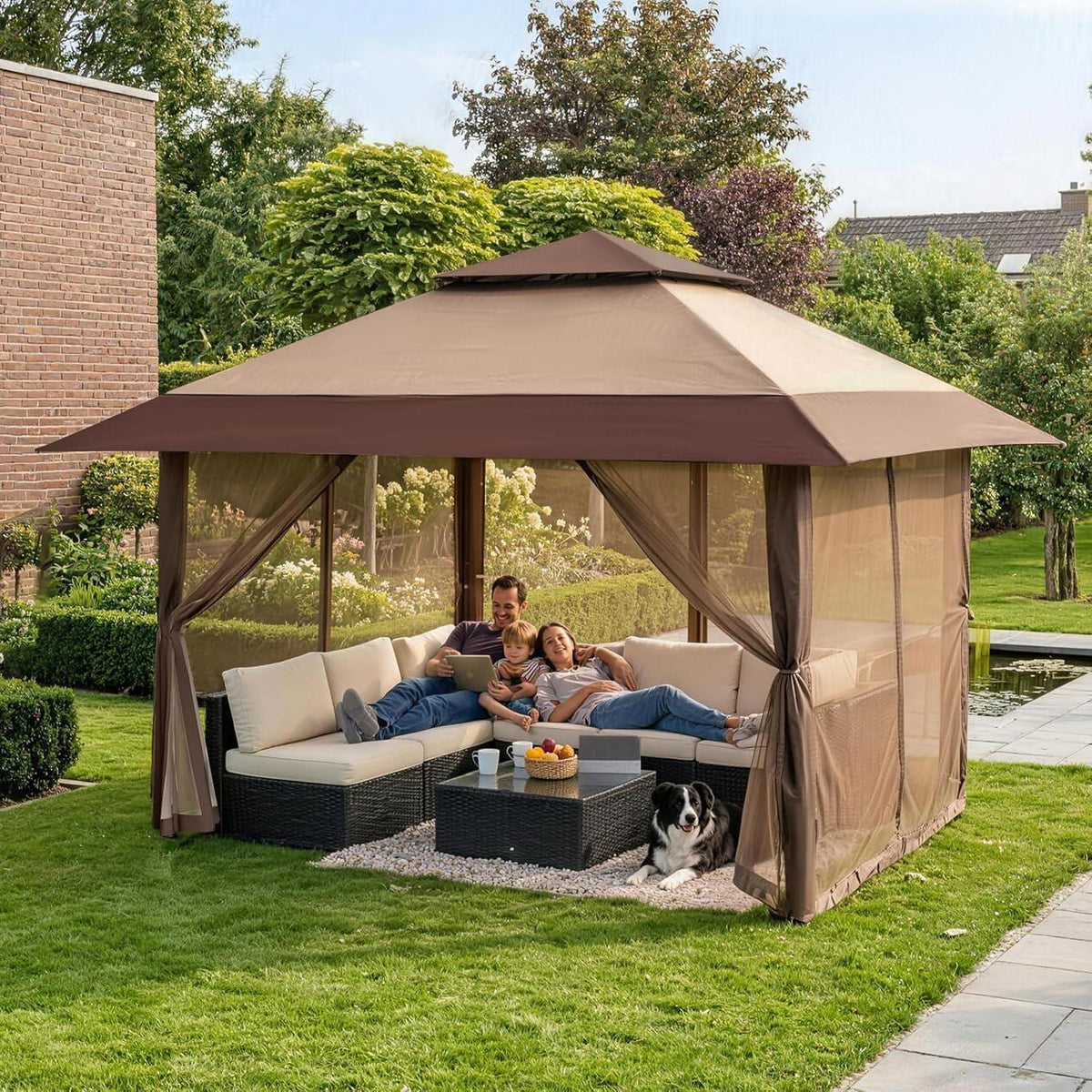 Crown Shades 4x4m Pop-up Pavillon wasserdicht mit Moskitonetz
